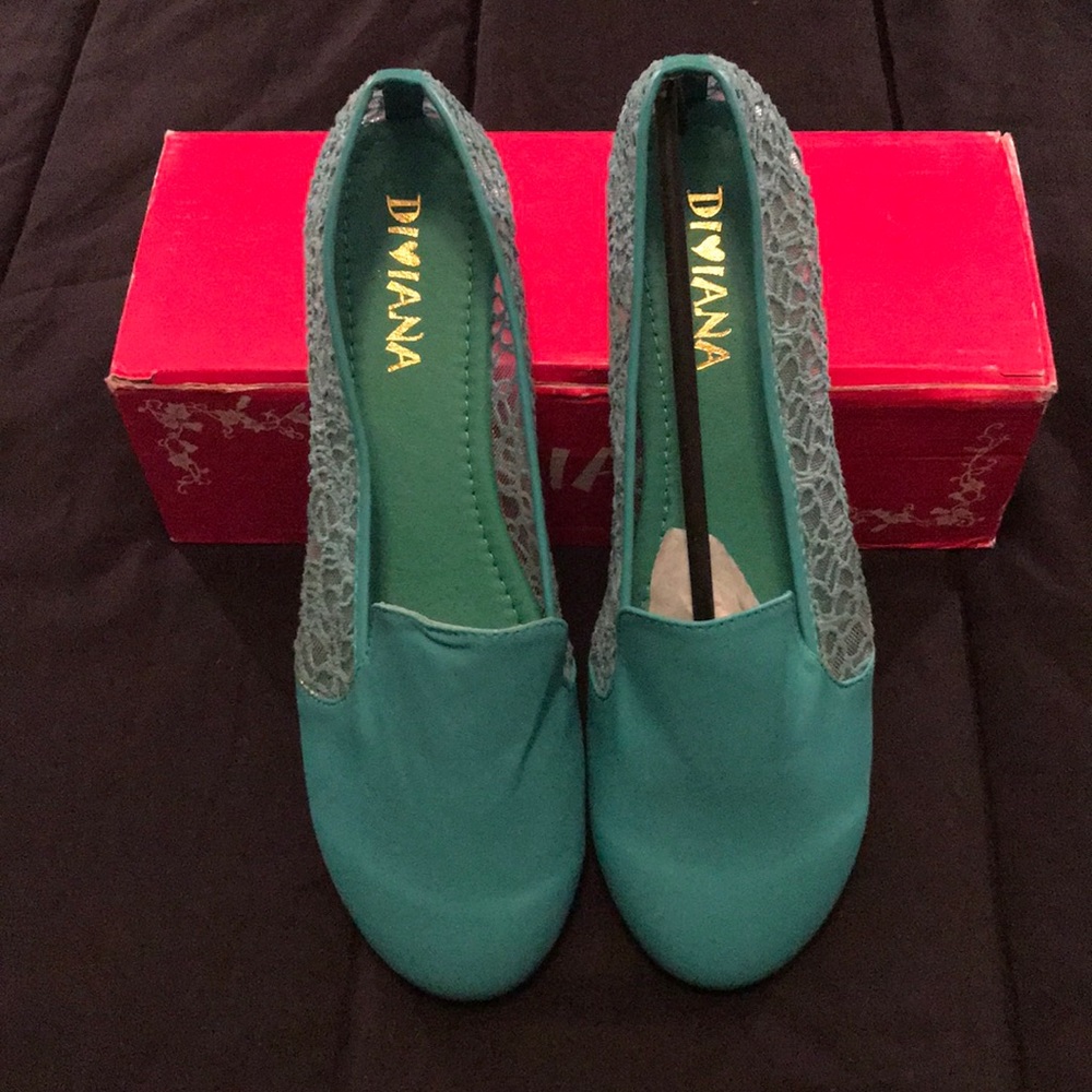 Mint Green Mesh Flats